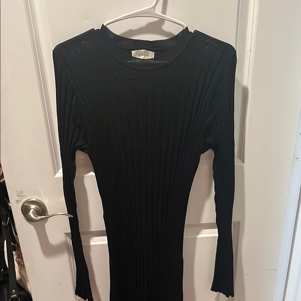 DISSH Black Ribbed Knit Top